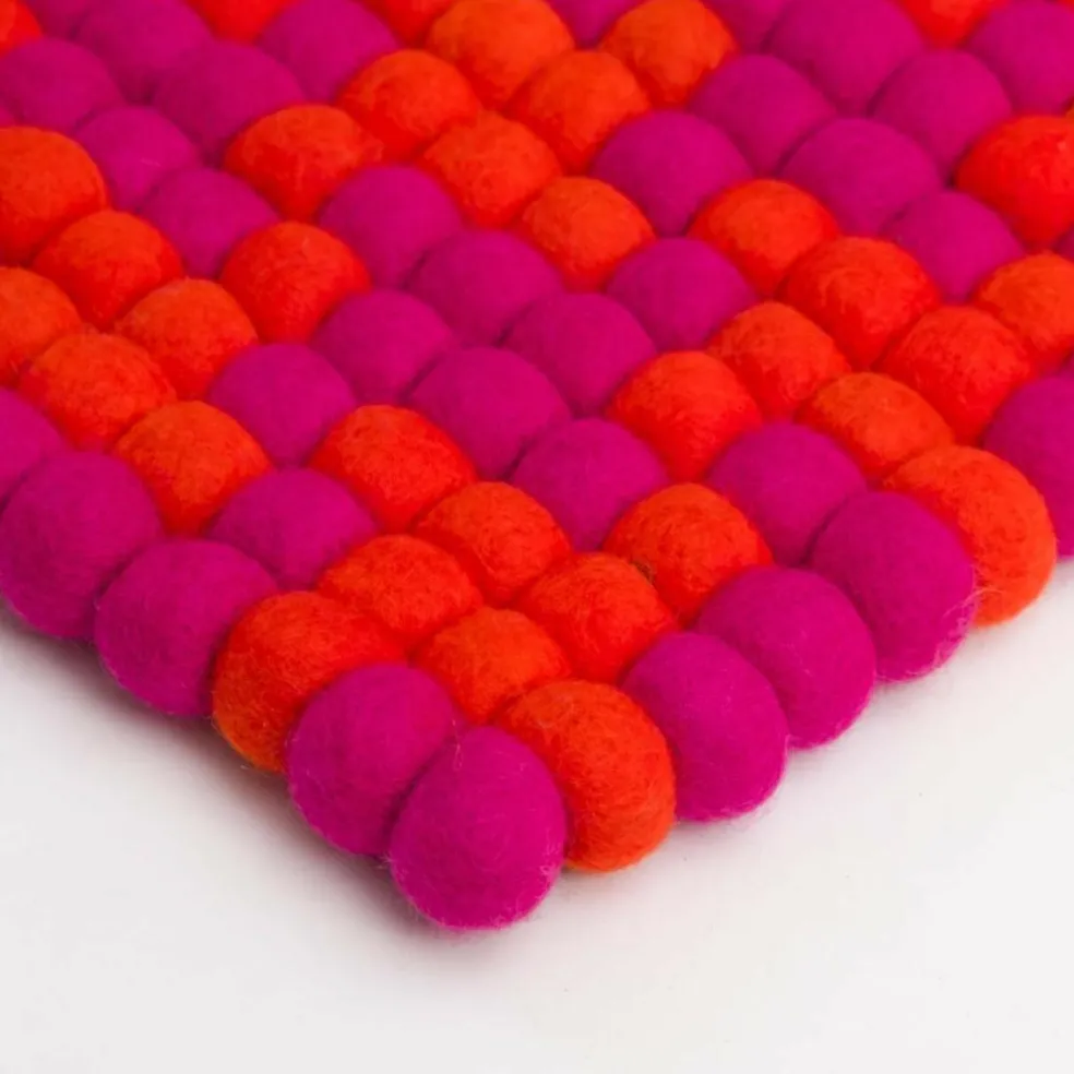 Kerala Filzkugelteppich rechteckig