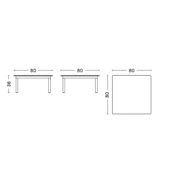 Kofi Couchtisch Gestell Eiche 80x80cm