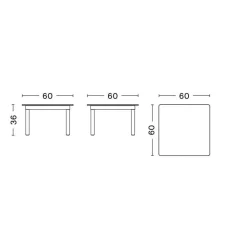 Kofi Couchtisch Gestell Eiche schwarz lackiert 60x60cm