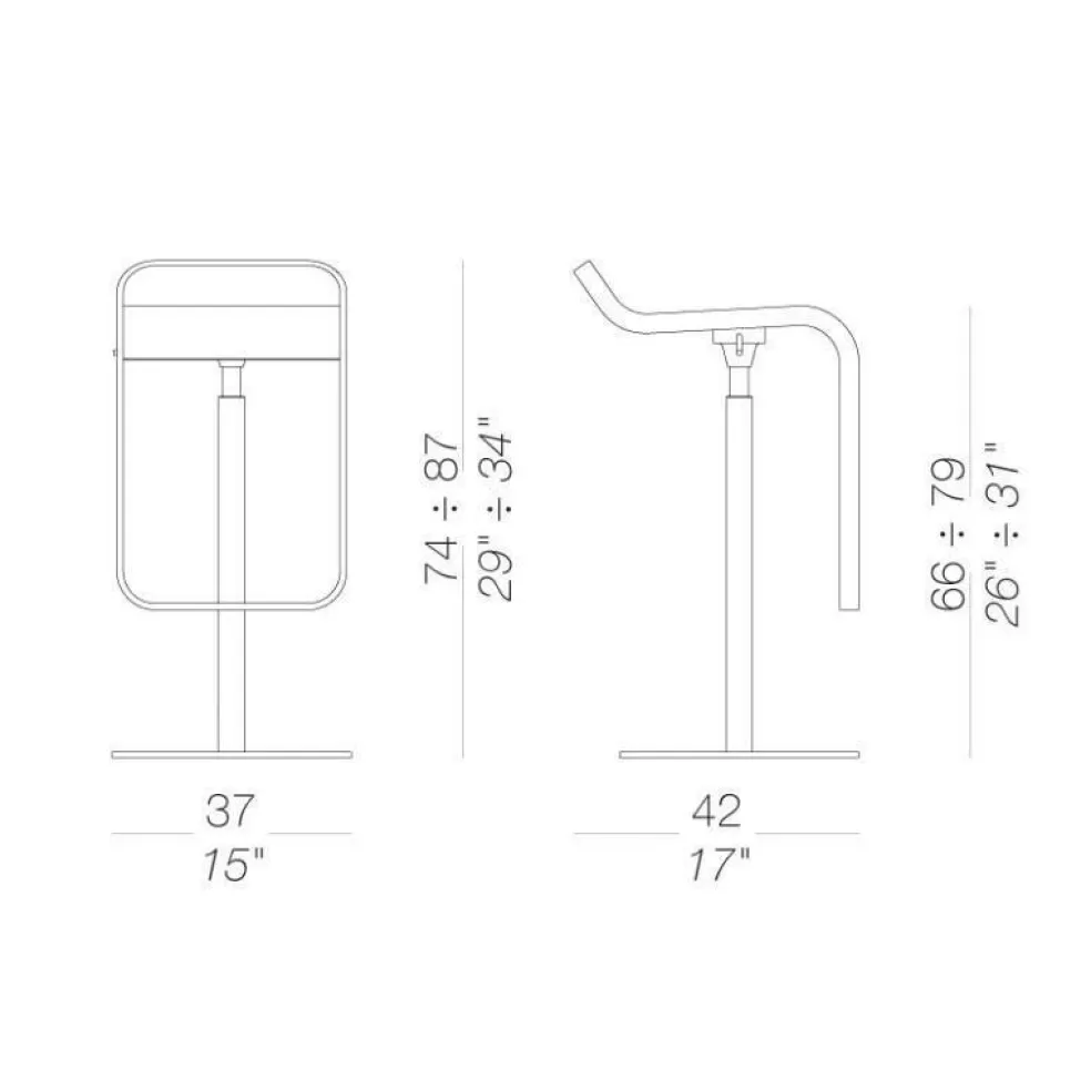 Lem S80 Barhocker Gestell pulverbeschichtet 66-79