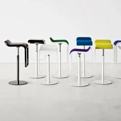 LEM S80 Barhocker Gestell Schwarz Sitzfläche Leder