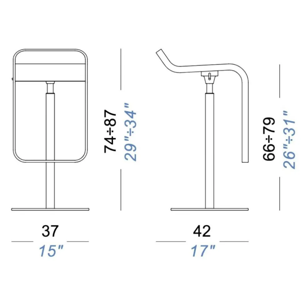 LEM S80 Barhocker Gestell Weiß 74-87cm