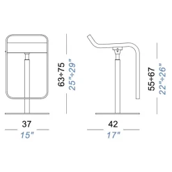LEM S79 Barhocker Sitzfläche Leder 63-75cm