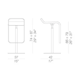 LEM S80 Barhocker Sitzfläche Eiche 66-79cm