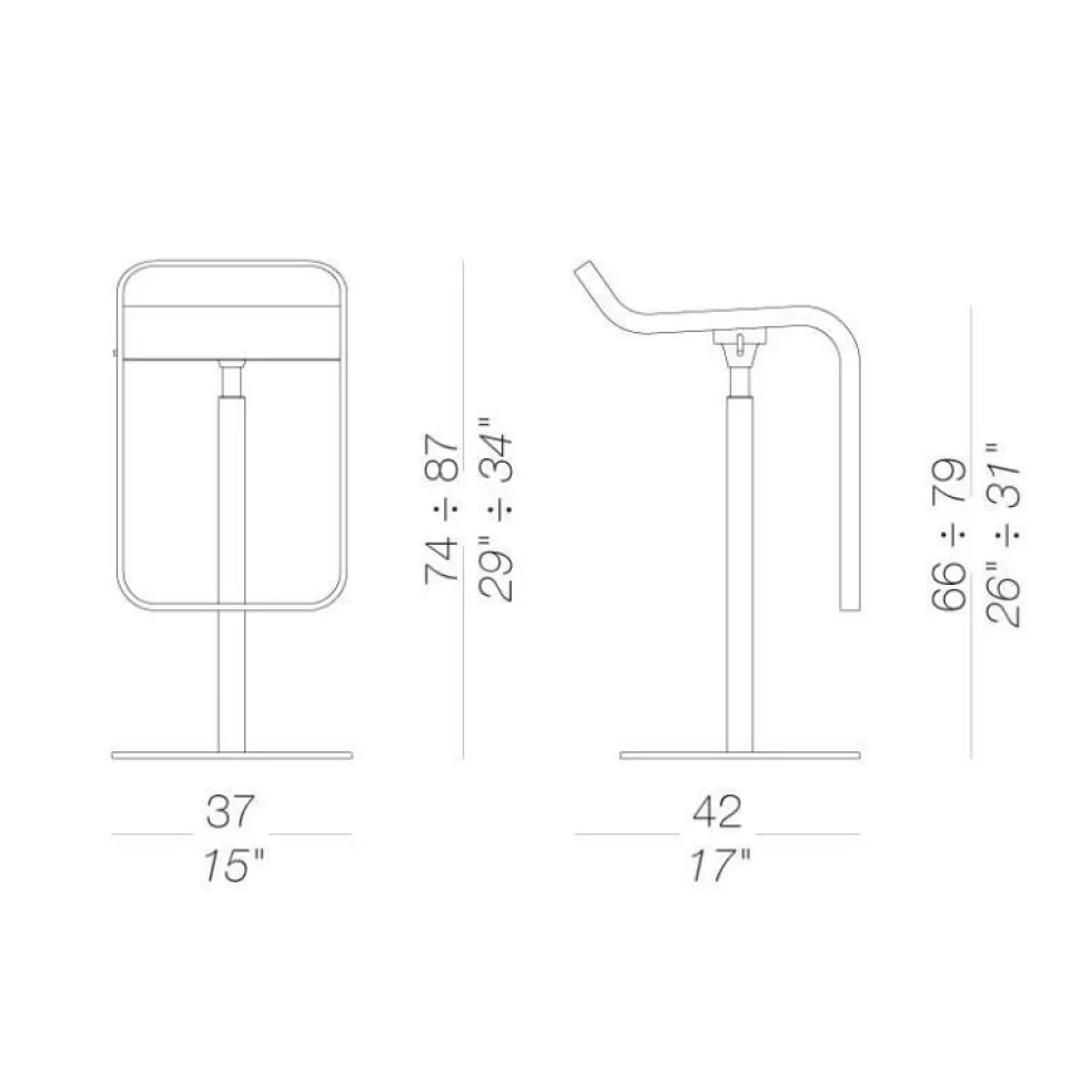 LEM S80 Barhocker Sitzfläche Leder 66-79cm