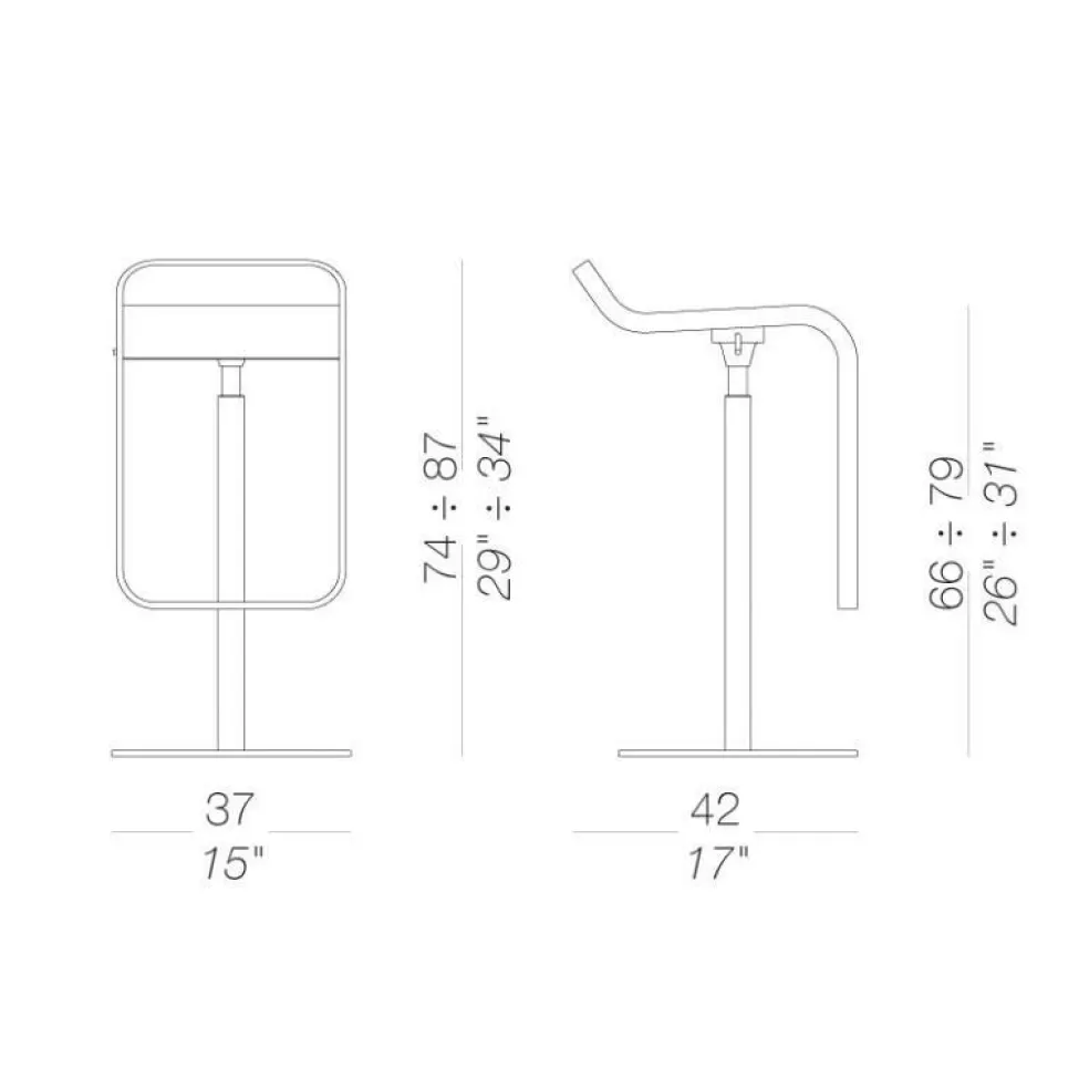 LEM S80 Barhocker Sitzfläche Laminat 66-79cm