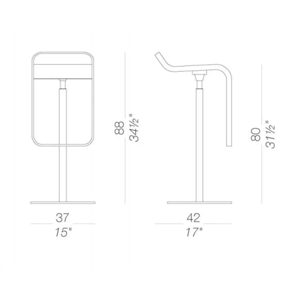 LEM S81 Barhocker Sitzfläche Leder H88cm