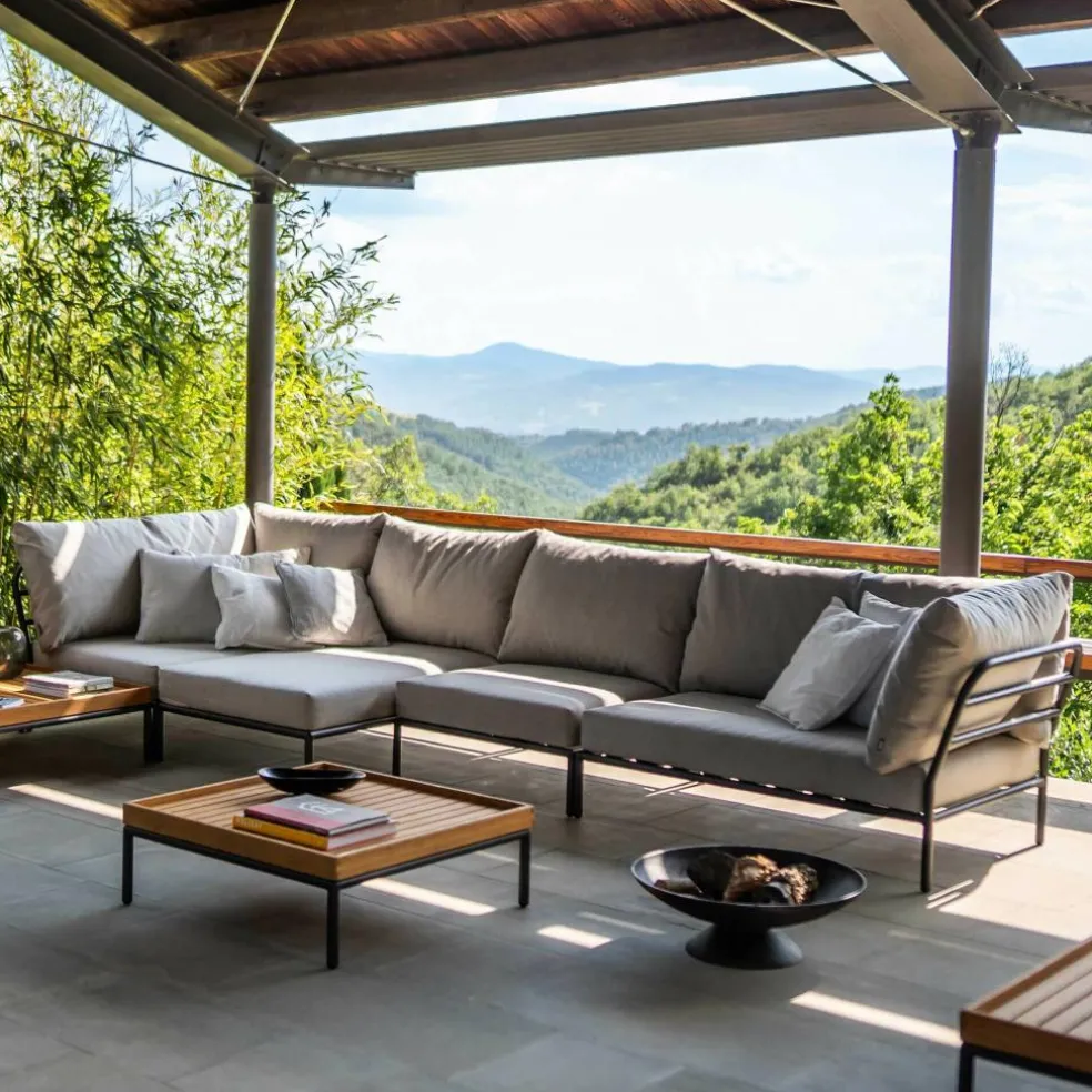 Level 2 Cozy Gartensofa links Gestell dunkelgrau