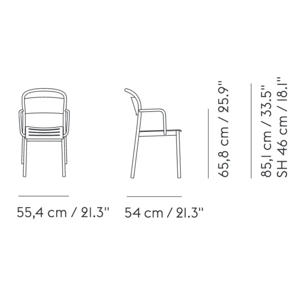 Linear Steel Gartenarmlehnstuhl