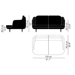 Lune™ JH200 2-Sitzer Sofa Füße Aluminium