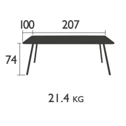 Luxembourg Gartentisch 207x100x74cm