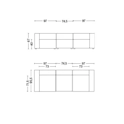 Mags 3-Sitzer Sofa 268,5x95,5x67cm