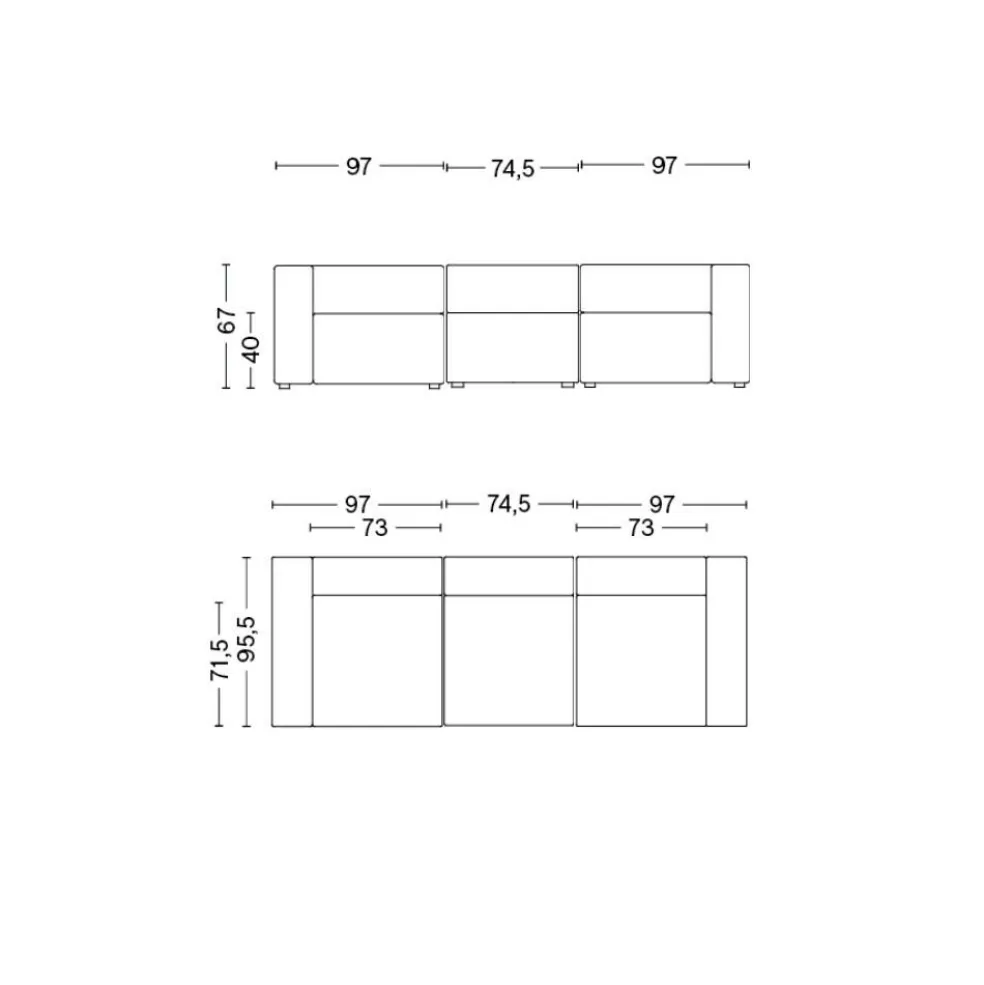Mags 3-Sitzer Sofa 268,5x95,5x67cm