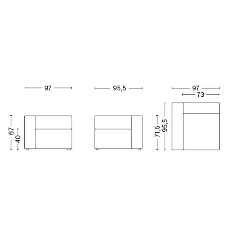 Mags Sofa-Modul Links schmal 97x95,5cm
