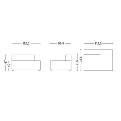 Mags Sofa-Modul Lounge Rechts 132,5x95,5cm