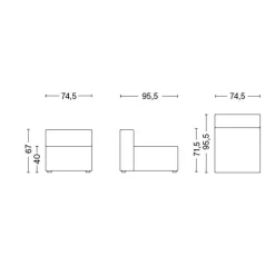 Mags Sofa-Modul Mitte schmal 74,5x95,5cm