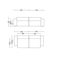 Mags Soft 2,5-Sitzer Sofa Armlehne niedrig