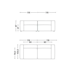 Mags Soft 2,5-Sitzer Sofa Leder 238x103,5x67cm