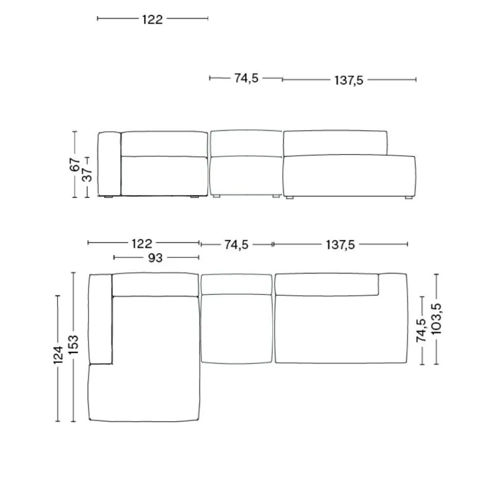 Mags Soft 3-Sitzer Sofa Links 334x153x67cm
