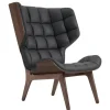 Mammoth Sessel Leder Gestell dunkel gebeizte Eiche