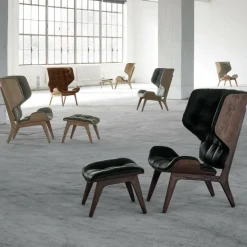 Mammoth Sessel Leder Gestell dunkel gebeizte Eiche