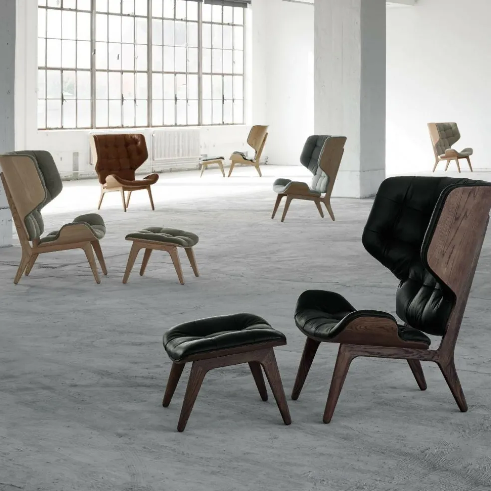 Mammoth Sessel Leder Gestell dunkel gebeizte Eiche