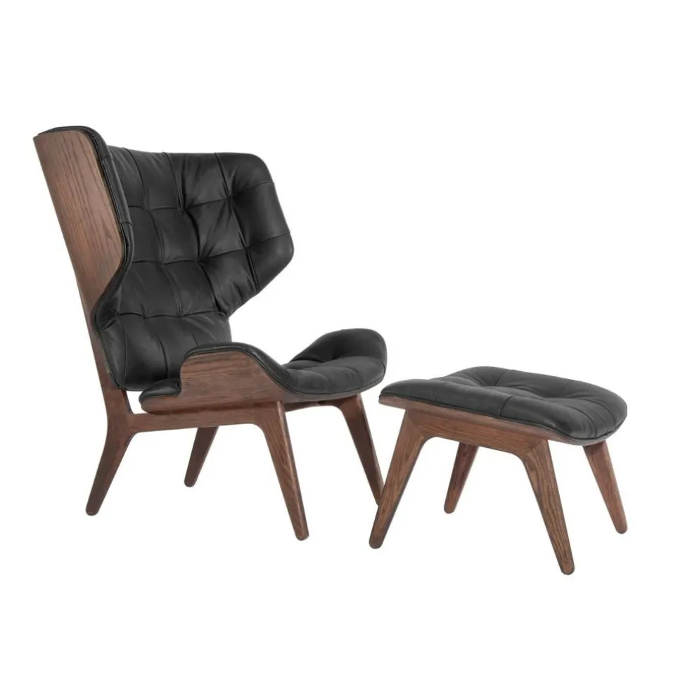 Mammoth Sessel Leder Gestell dunkel gebeizte Eiche