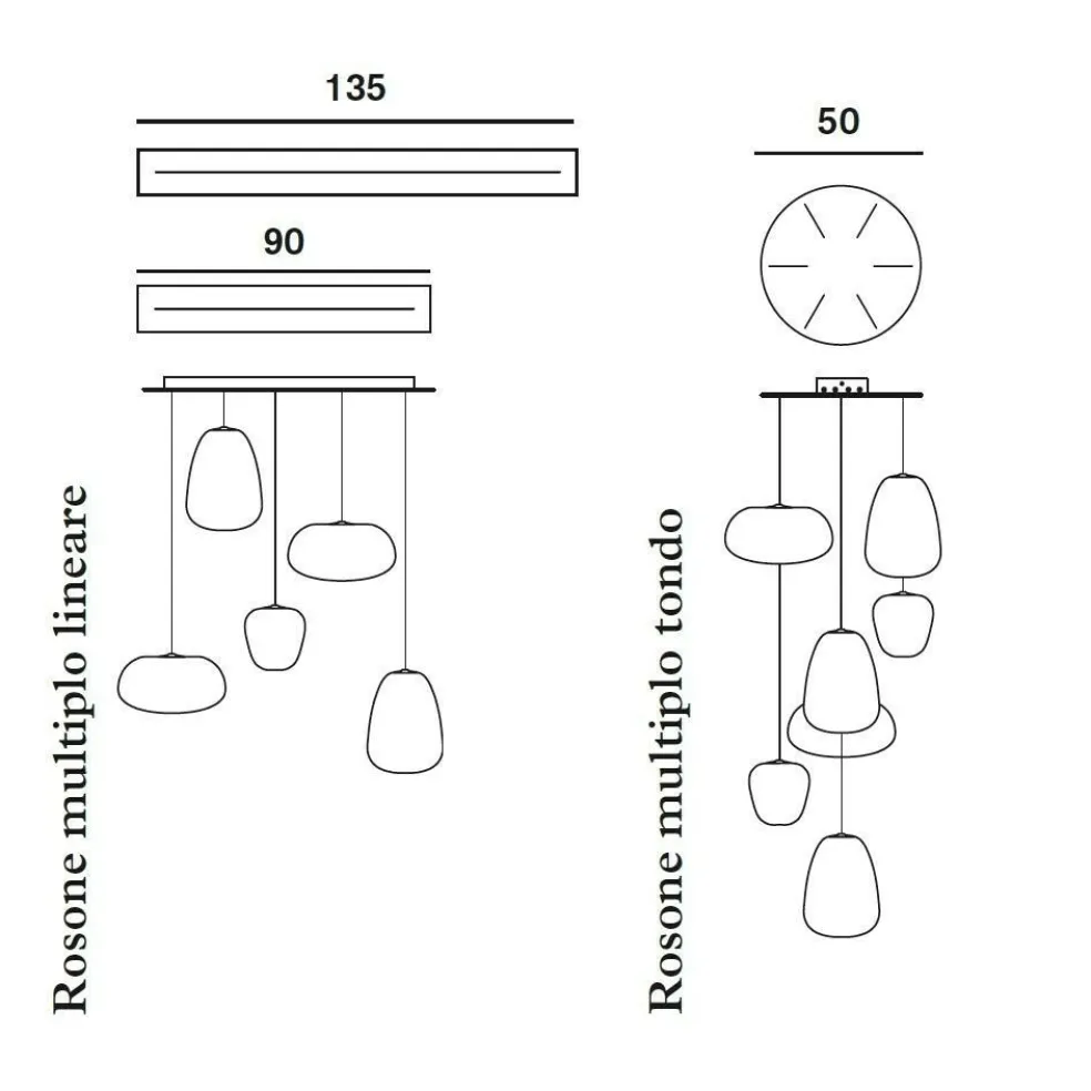Mehrfach Baldachine für Pendelleuchten