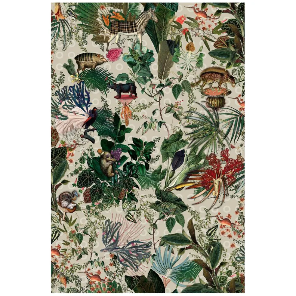 Menagerie of Extinct Animals Ivory Rectangle Teppich