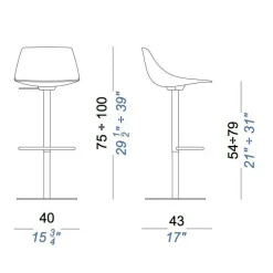 Miunn S104 Barhocker Sitzfläche Multiplex 75-100cm