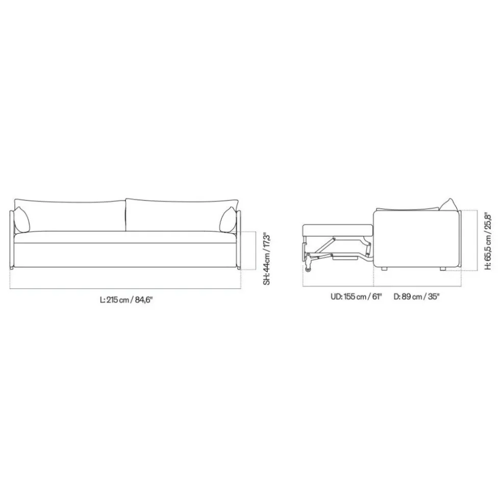 Offset 3-Sitzer Schlafsofa 215x89cm