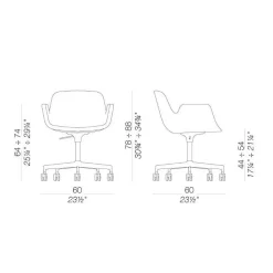 Pass S135 Armlehnstuhl mit Rollen 78-88cm