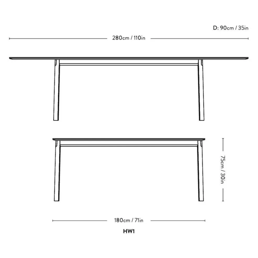 Patch HW1 Esstisch 180x90x75cm ausziehbar