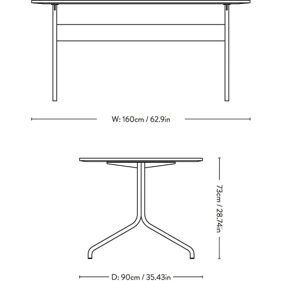Pavilion AV18 Schreibtisch 90x160cm Gestell chrom