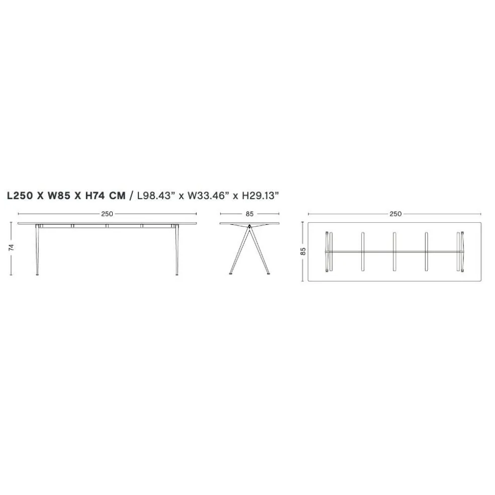 Pyramid 02 Tisch Gestell schwarz 250x85cm