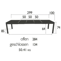 Ribambelle XL Gartentisch mit 3 Einlegeplatten