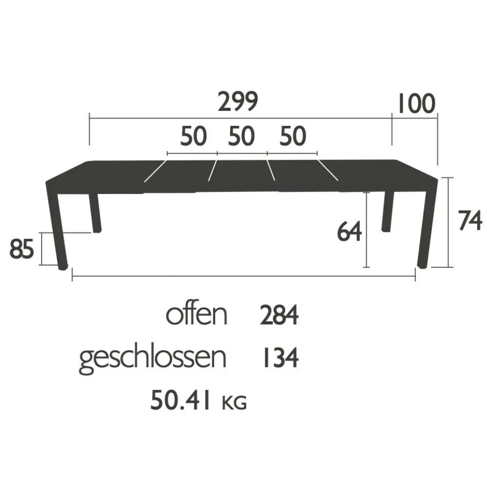 Ribambelle XL Gartentisch mit 3 Einlegeplatten