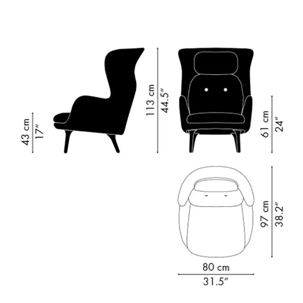 Ro™ JH1 Ohrensessel Stoff Füße aus Aluminium