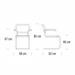 S 64 N Freischwinger Armlehnstuhl Buche