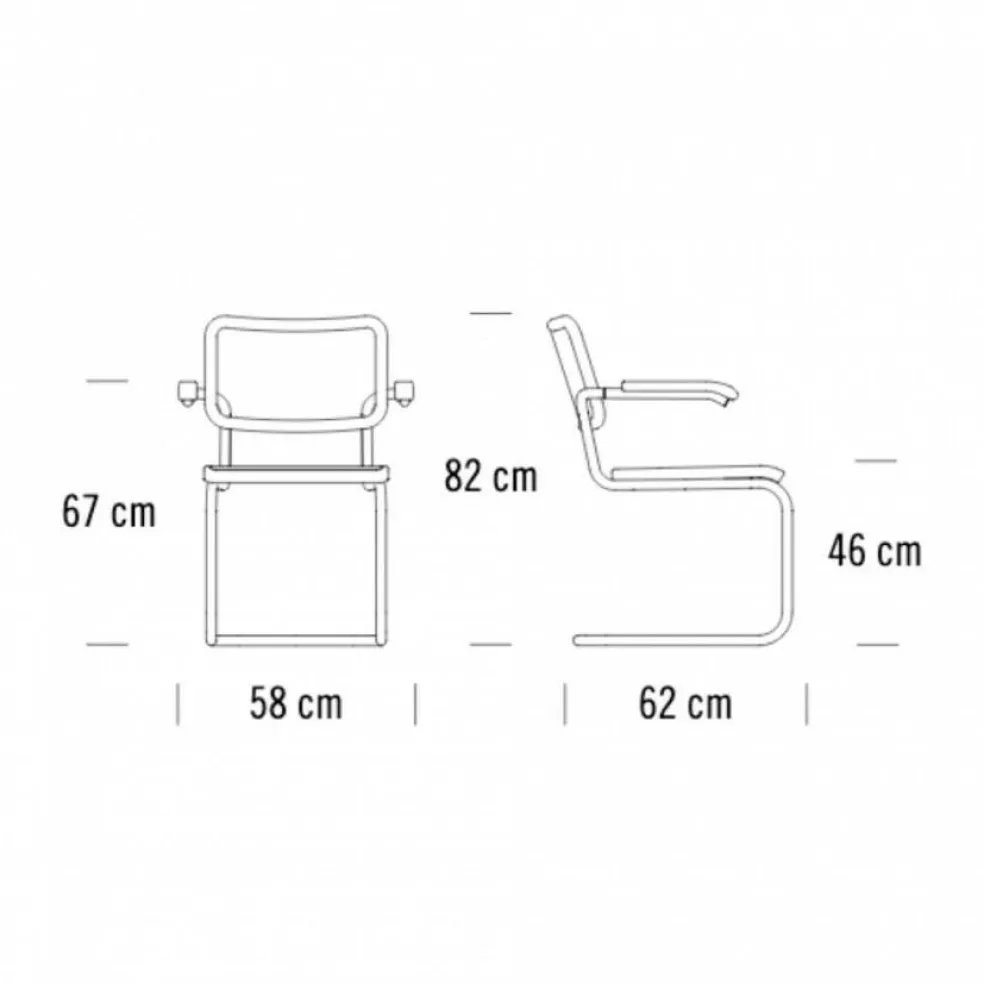 S 64 N Freischwinger Armlehnstuhl Buche