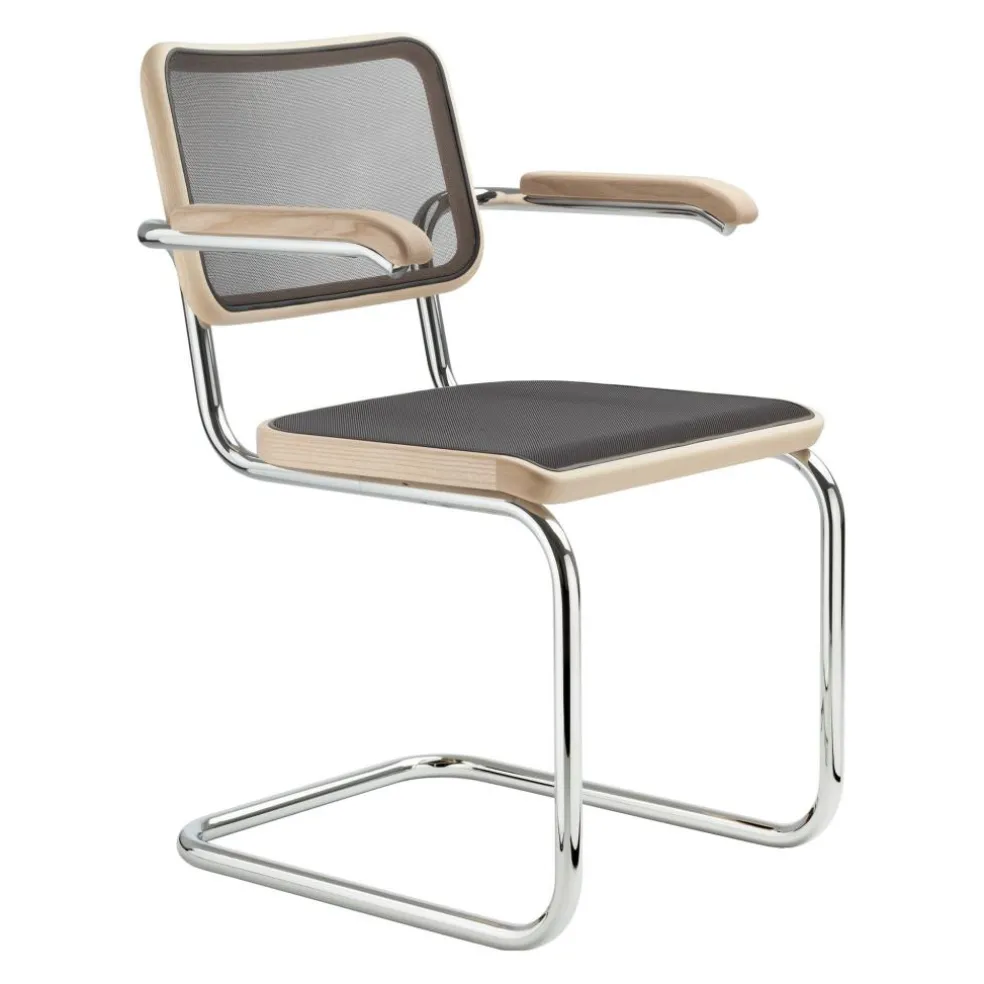 S 64 N Pure Materials Freischwinger Armlehnstuhl Esche