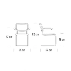 S 64 V Freischwinger Armlehnstuhl mit Rohrgeflecht 4er Set