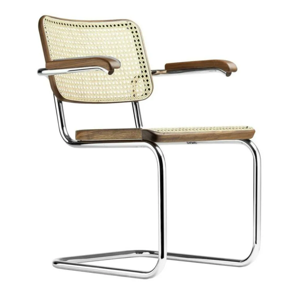 S 64 V Freischwinger Armlehnstuhl mit Rohrgeflecht