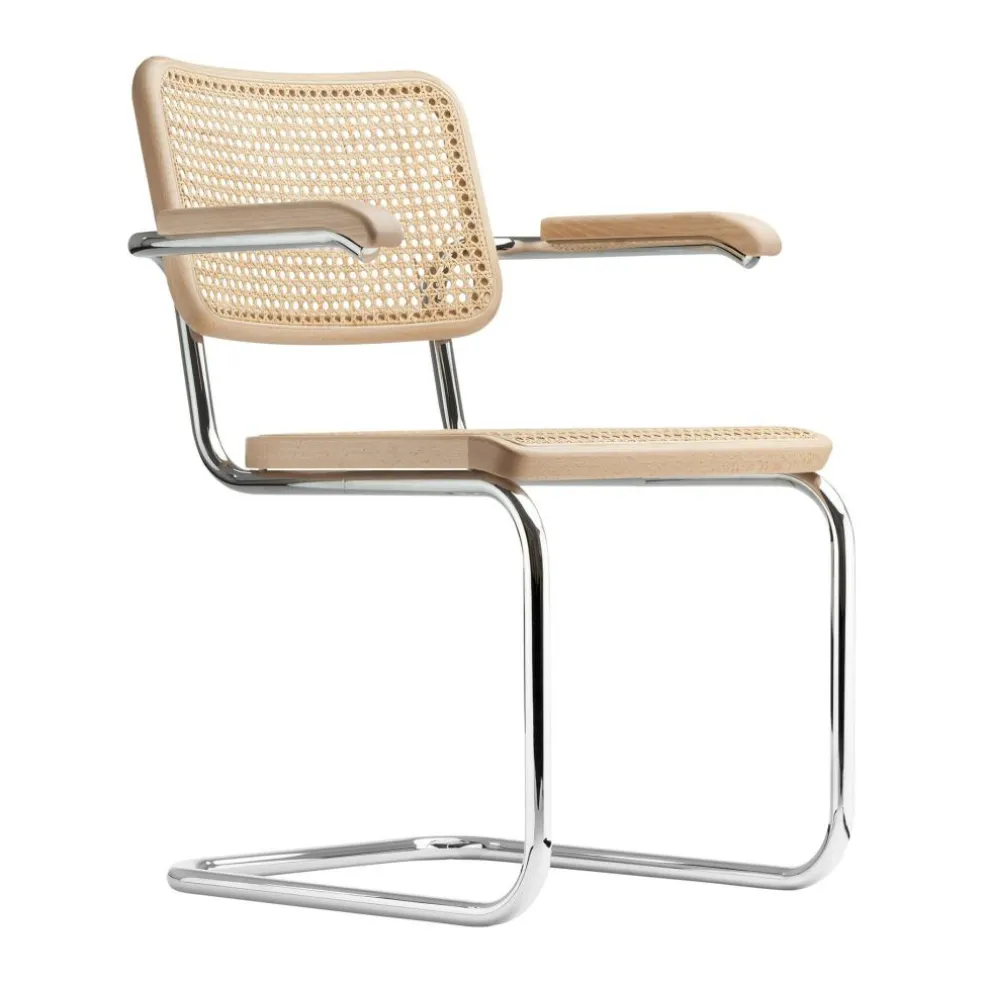 S 64 V Freischwinger Armlehnstuhl mit Rohrgeflecht