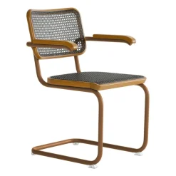 S 64 V Freischwinger Armlehnstuhl mit Rohrgeflecht Dark Melange