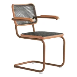 S 64 V Freischwinger Armlehnstuhl mit Rohrgeflecht Dark Melange