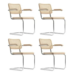 S 64 V Freischwinger Armlehnstuhl mit Rohrgeflecht 4er Set