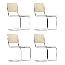 S 32 V Freischwinger Stuhl mit Rohrgeflecht 4er Set