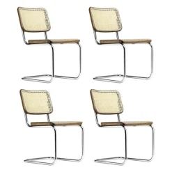 S 32 V Freischwinger Stuhl mit Rohrgeflecht 4er Set