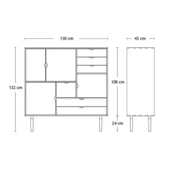 S3 Highboard Fronten weiß